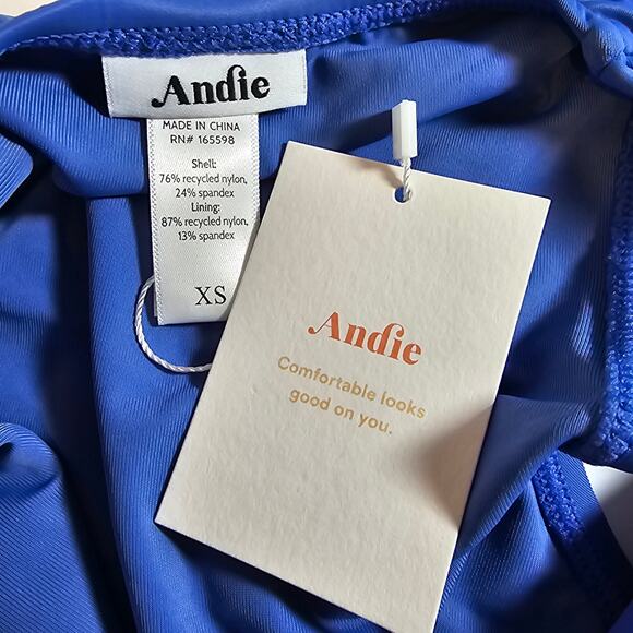 Andie Swim Womans size XS The Malibu One-Piece Swimsuit in Blue Snap Front NEW - Picture 7 of 8